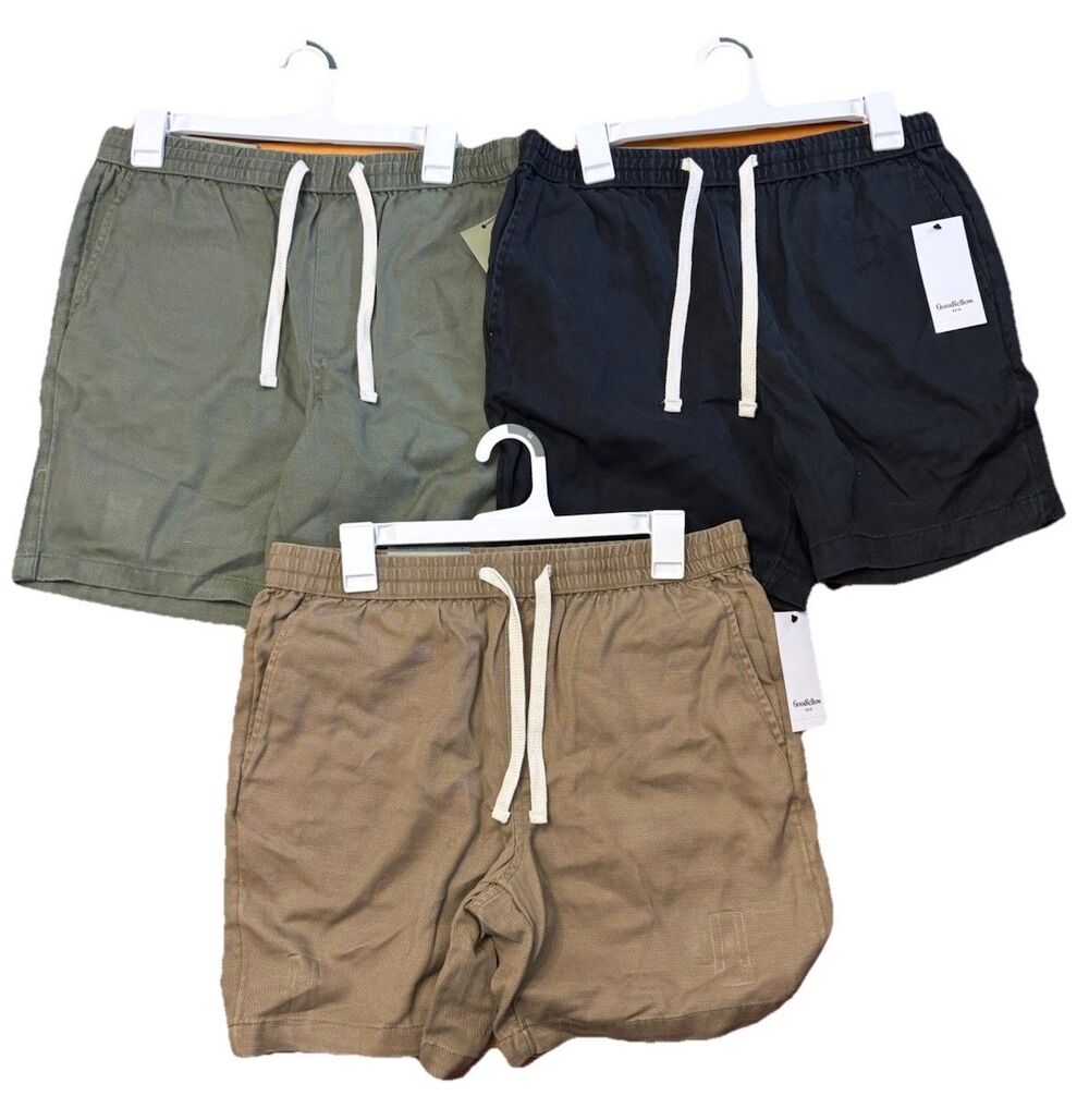 Goodfellow Men's Pull-On Shorts Cotton Relaxed Fit 7" Inseam Lot of 3 Medium